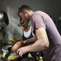Guests are encouraged to help cooking