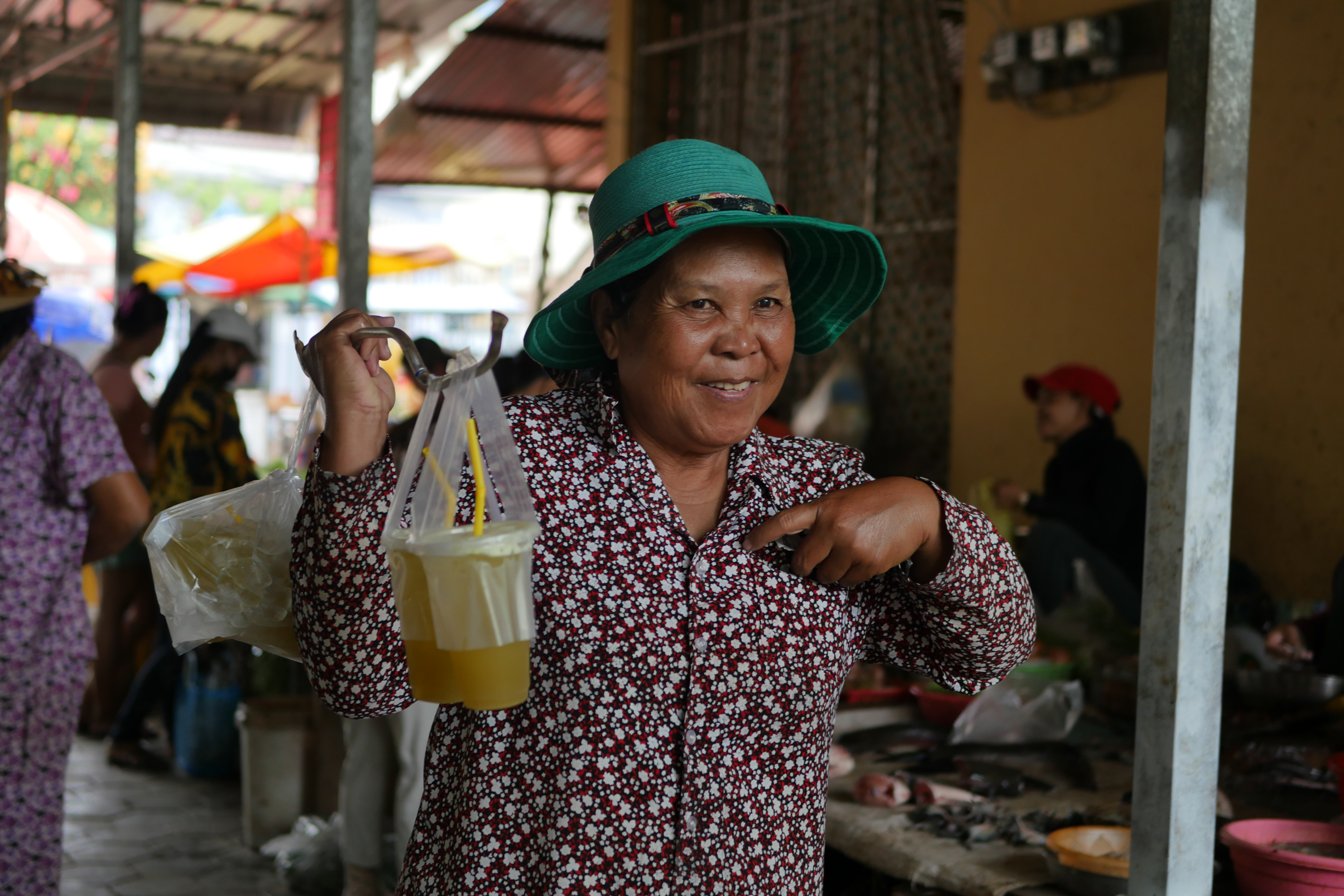 When you visit a local market in Cambodia, try the sugar cane juice