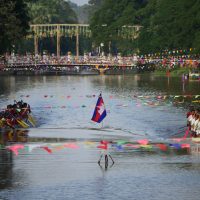 Boat race during water festival in Cambodia