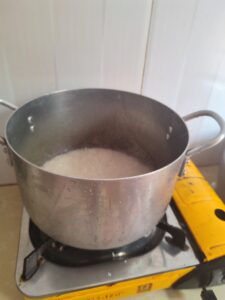 Cooking rice on a gast stove.