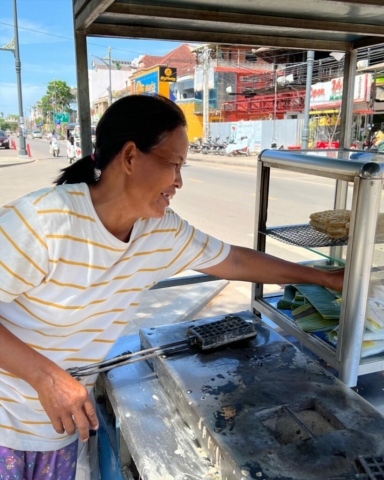 Ms. Laum sells Waffles in Siem Reap