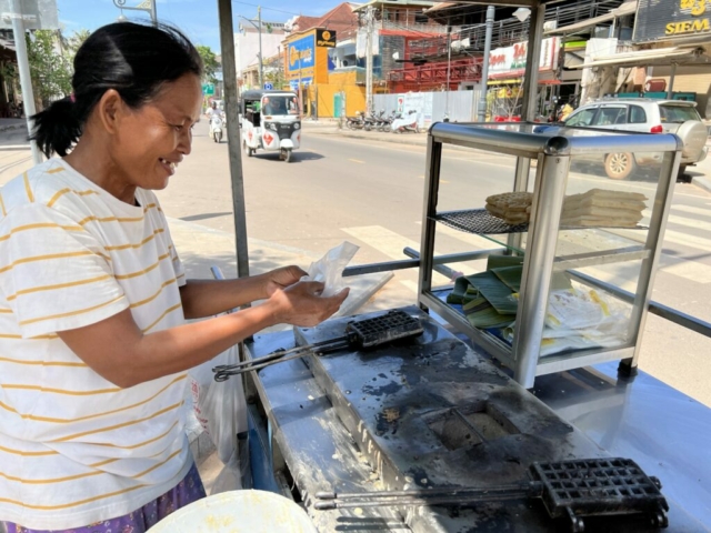 Ms. Laum sells Waffles in Siem Reap