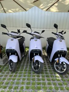 Pople rental e-bikes in Siem Reap
